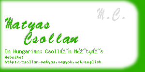 matyas csollan business card